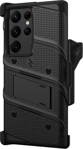Zizo Bolt Bundle for Galaxy S23 Ultra Case with Screen Protector Kickstand Holster Lanyard - Black, Black/Black, BOLT-SAMGS23U-BKBK in Saudi Arabia