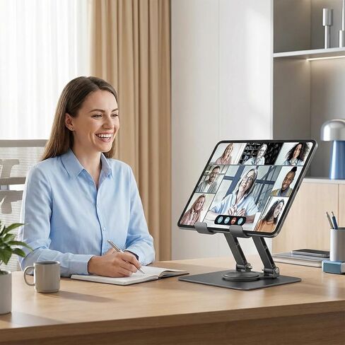 حامل كمبيوتر لوحي قابل للتعديل لجهاز iPad، حامل كمبيوتر لوحي بقاعدة ألومنيوم سميكة تدور 360 درجة لجميع الهواتف اللوحية مقاس 4-12.9 بوصة لأجهزة Samsung وقارئ Kindle الإلكتروني in Saudi Arabia