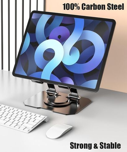 حامل كمبيوتر لوحي قابل للتعديل لجهاز iPad، حامل كمبيوتر لوحي بقاعدة ألومنيوم سميكة تدور 360 درجة لجميع الهواتف اللوحية مقاس 4-12.9 بوصة لأجهزة Samsung وقارئ Kindle الإلكتروني in Saudi Arabia