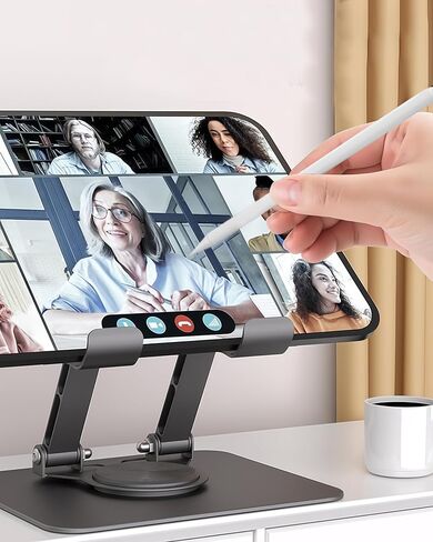 حامل كمبيوتر لوحي قابل للتعديل لجهاز iPad، حامل كمبيوتر لوحي بقاعدة ألومنيوم سميكة تدور 360 درجة لجميع الهواتف اللوحية مقاس 4-12.9 بوصة لأجهزة Samsung وقارئ Kindle الإلكتروني in Saudi Arabia