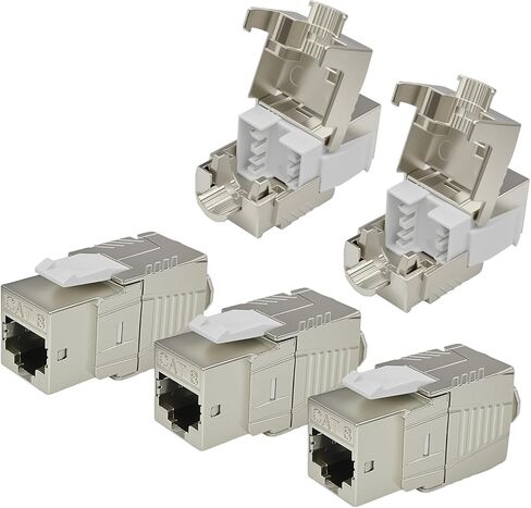 Cyberguys CAT 8 Connector Shielded 180° Keystone Jack 5-Pack, 40Gbps High-Speed RJ45 Ethernet Jack GoldPlated Contacts, Universal Compatibility CAT8/CAT7/CAT6A Cables, Easy Snap-On Design in Saudi Arabia
