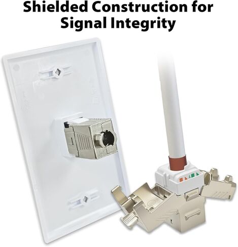 Cyberguys CAT 8 Connector Shielded 180° Keystone Jack 5-Pack, 40Gbps High-Speed RJ45 Ethernet Jack GoldPlated Contacts, Universal Compatibility CAT8/CAT7/CAT6A Cables, Easy Snap-On Design in Saudi Arabia