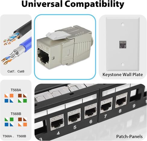 Cyberguys CAT 8 Connector Shielded 180° Keystone Jack 5-Pack, 40Gbps High-Speed RJ45 Ethernet Jack GoldPlated Contacts, Universal Compatibility CAT8/CAT7/CAT6A Cables, Easy Snap-On Design in Saudi Arabia