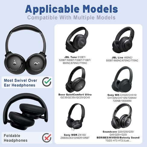 حافظة سماعة رأس لجهاز Soundcore من Anker Q20i Q30 / JBL Tune 720BT 770NC / Bose QuietComfort/Sony WH-CH720N / TOZO HT3 HT2 / BERIBES/KVIDIO معظم سماعات الرأس الدوارة فوق الأذن، حافظة YPW EVA (مادة النايلون) in Saudi Arabia