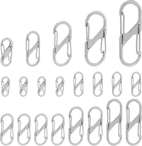 21Pcs Zipper Clips Anti Theft - Double Opening Small Carabiner Clip Zipper Locks Carabiner Pull Replacement Anti Theft for Backpacks, Luggage, Travel Suitcase, Purse, Handbags(White K,5Sizes) in Saudi Arabia