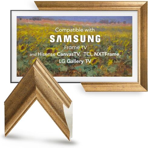Lisbon Gold Handmade Decorative TV Frame – Compatible with Samsung Frame, Hisense CanvasTV, TCL NXTFrame and LG Gallery Style TVs (LG Gallery Style, 55'') in Saudi Arabia