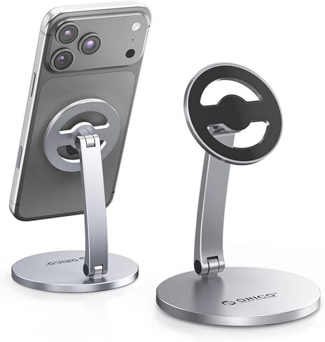 حامل هاتف مغناطيسي من ORICO لـ Magsafe، حامل من سبائك الألومنيوم قابل للطي وقابل للتعديل لهاتف iPhone 17/16/15/14/13/12 Pro Max Air/Magsafe، حامل هاتف للمكتب والبث ومكالمات الفيديو - PS1، رمادي in Saudi Arabia