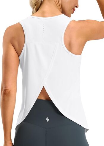 SANTINY Workout Tops for Women Open Back Sleeveless Racerback Tank Tops Loose Fit Athletic Gym Yoga Shirts in Saudi Arabia