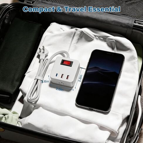 Outdoor Power Strip Cube 6 Ft, IPX4 Waterproof 3 AC Outlet Widely Spaced with 2 USB-A & 1 USB-C PD 20W Charging Station, Low Profile 45 Degree Flat Plug Extension Cord Wall Mountable, ETL-White in Saudi Arabia