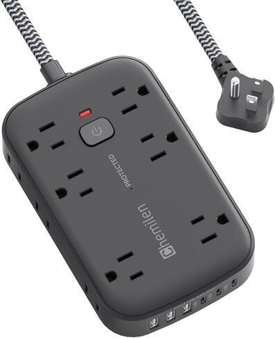 Power Strip with USB Ports, 2100J Surge Protector Outlet Extender, 5 Ft Extension Cord with 12 Outlets, 6 USB Charger(3 USB C Port), Indoor Desk Charging Station for Home and Office Accessories, Black in Saudi Arabia