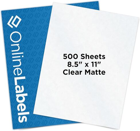 8.5 x 11 Clear Frosted Matte Sticker Paper (Inkjet Printers Only) - 10 Sheets - Full Sheet Labels - OnlineLabels in Saudi Arabia