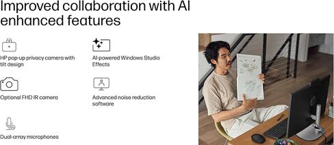 HP 27 AI PC All-in-One 27" Touchscreen IPS FHD Display (AMD Ryzen AI 7 350, 32GB DDR5, 2TB PCIe SSD, AMD Radeon, WiFi 6, Webcam, Bluetooth 5.4, Win 11 Pro) w/DKZ USB Port Expander in Saudi Arabia
