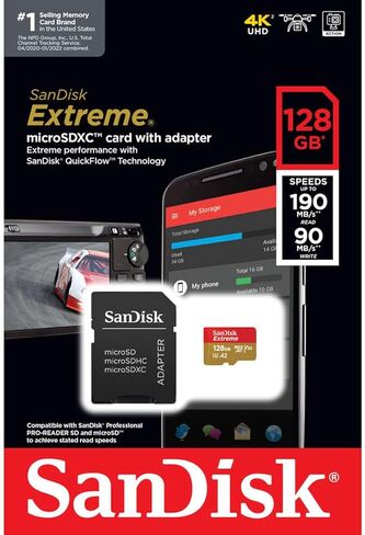 SanDisk Extreme 128GB UHS-I U3 microSDXC Memory Card with SD Adapter in Saudi Arabia