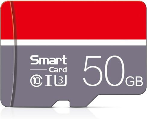 بطاقة Micro SD عالية السرعة مع محول، بطاقة TF سعة 50 جيجابايت لكاميرات الأمان والهواتف الذكية والأجهزة اللوحية والطائرات بدون طيار - U3، الفئة 10، A1، فيديو عالي الدقة بالكامل (رمادي) in Saudi Arabia
