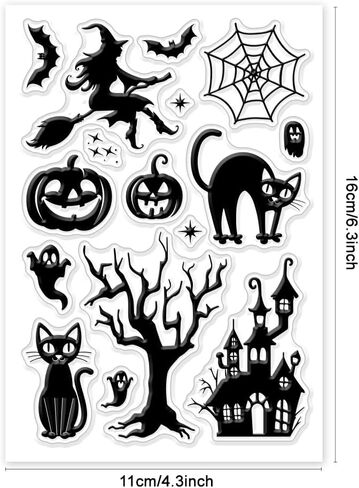 Globleland Halloween Ghost Clear Stamps Pumpkin Bat Silicone Clear Stamp الأختام in Saudi Arabia