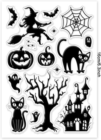 Globleland Halloween Ghost Clear Stamps Pumpkin Bat Silicone Clear Stamp الأختام in Saudi Arabia