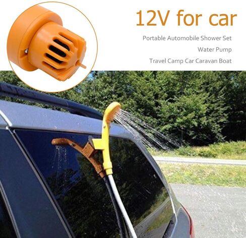 Portable Outdoor Camping Shower Kit, MASO 12V Automobile Showers with Water Pump, 5 Meter Cable Cigarette Lighter Plug Max 7L Water Per Minute for Pet Bath Car Washing in Saudi Arabia
