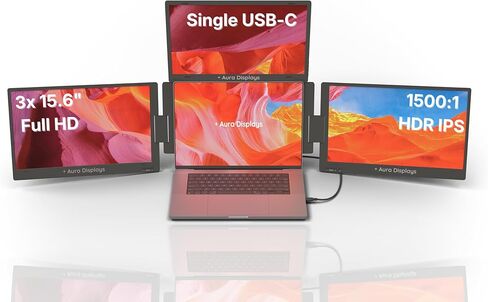 Triple Boost Pro 15.6" | Premium Triple Portable Monitor Extender | Full Aluminum | Quad Screens | 3×15.6" FHD 1080P HDR IPS | USB-C & USB-A | Compatible with 11"-18" Laptops in Saudi Arabia