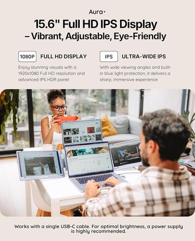 Triple Boost Pro 15.6" | Premium Triple Portable Monitor Extender | Full Aluminum | Quad Screens | 3×15.6" FHD 1080P HDR IPS | USB-C & USB-A | Compatible with 11"-18" Laptops in Saudi Arabia