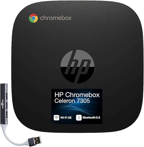HP Chromebox 8R2T3UT#ABA سطح مكتب أسود/Celeron 7305/32GB/64GB eMMC SSD/Intel UHD/Chrome OS مع موسع منفذ USB DKZ in Kuwait