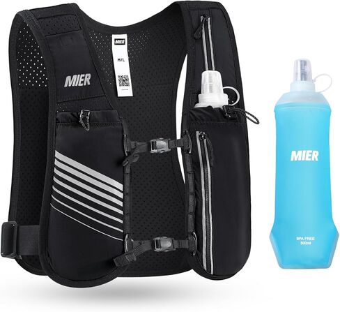 MIER Running Vest for Women Men, Lightweight Breathable Hydration Vest with 500ml Soft Flask Reflective Hydration Backpack for Marathon Cycling Hiking Jogging in Saudi Arabia