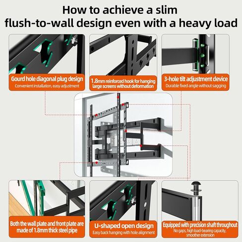 85 98 Ultrathin TV Wall Mount 75 86 90 100 inch Full Motion Thin Embedded Bracket Large Screen Heavy Duty Led Adjustable Articulating Stand Max vesa 800x600mm Load 154 lbs DY820L in Saudi Arabia
