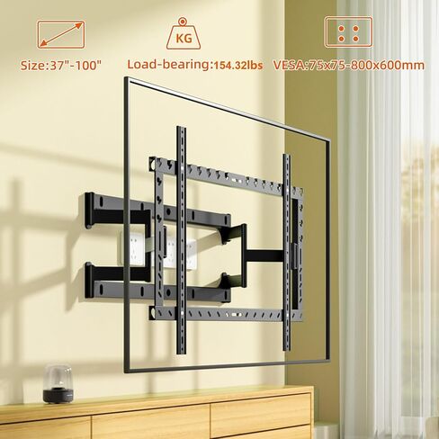 85 98 Ultrathin TV Wall Mount 75 86 90 100 inch Full Motion Thin Embedded Bracket Large Screen Heavy Duty Led Adjustable Articulating Stand Max vesa 800x600mm Load 154 lbs DY820L in Saudi Arabia