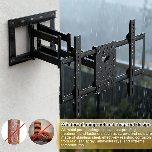 ZANUZDU Outdoor TV Mount,Full Motion Articulating Arm Can Tilts and Swivels, Weatherproof Rust Proof for 42 to 80 inch Indoor and Outdoor TVs,Max VESA 600x400, Holds Up to 176 lbs in Saudi Arabia