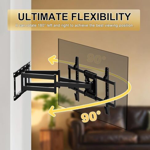 ZANUZDU Outdoor TV Mount,Full Motion Articulating Arm Can Tilts and Swivels, Weatherproof Rust Proof for 42 to 80 inch Indoor and Outdoor TVs,Max VESA 600x400, Holds Up to 176 lbs in Saudi Arabia