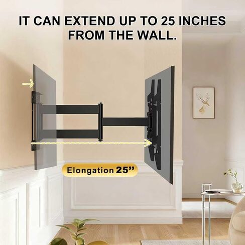 ZANUZDU Outdoor TV Mount,Full Motion Articulating Arm Can Tilts and Swivels, Weatherproof Rust Proof for 42 to 80 inch Indoor and Outdoor TVs,Max VESA 600x400, Holds Up to 176 lbs in Saudi Arabia