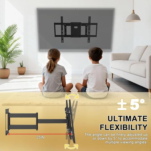 ZANUZDU Outdoor TV Mount,Full Motion Articulating Arm Can Tilts and Swivels, Weatherproof Rust Proof for 42 to 80 inch Indoor and Outdoor TVs,Max VESA 600x400, Holds Up to 176 lbs in Saudi Arabia
