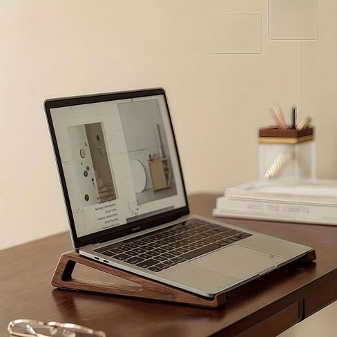 Pair of Portable Foldable Laptop and Tablet Stands, Triangular Cooling Desk Stands for Notebook, Tablet and E-Reader, Nut Brown in Saudi Arabia