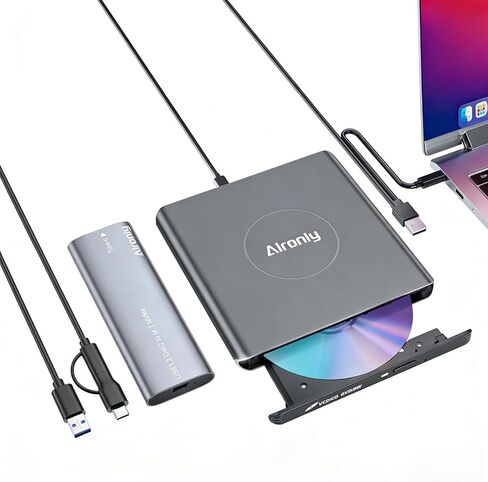 الحل النهائي للبيانات والوسائط: حاوية NVMe خالية من الأدوات بسرعة 10 جيجابت في الثانية + ناسخ أقراص مضغوطة/أقراص DVD محمول 8x USB 3.0 - حافظة SSD خارجية لمحركات أقراص PCIe M.2 (2230/2280) ومجموعة محرك أقراص ضوئية للكمبيوتر المحمول/الكمبيوتر الشخصي (متضمنة in Kuwait
