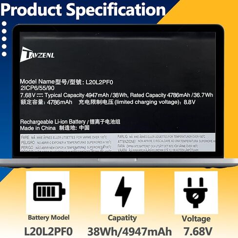 L20L2PF0 Battery for Lenovo IdeaPad 3-14ITL6 3-15ITL6 3-17ITL6 S14 V14 V15 V17 G2-ITL G3-IAP K14 Series15.44V 38Wh L20L2PF0,L20C2PF0,L20M2PF0,L20B2PF0,L20M2PF8,SB11B36281,5B11B36285 in Saudi Arabia