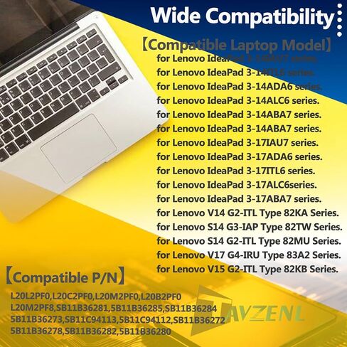 L20L2PF0 Battery for Lenovo IdeaPad 3-14ITL6 3-15ITL6 3-17ITL6 S14 V14 V15 V17 G2-ITL G3-IAP K14 Series15.44V 38Wh L20L2PF0,L20C2PF0,L20M2PF0,L20B2PF0,L20M2PF8,SB11B36281,5B11B36285 in Saudi Arabia
