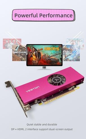 بطاقة رسومات Yeston GTX 1050 ti 4GD5 LP 128bit PCIE 3.0 GDDR5 1050 Ti بطاقة فيديو لأجهزة الكمبيوتر الشخصية الصغيرة ذات الشكل الصغير SSF تصميم نحيف منخفض المستوى (مجهز بمحول نصف ارتفاع) in Kuwait