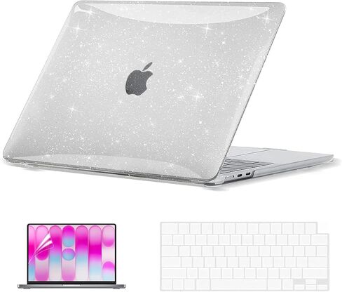 EooCoo for MacBook Neo Case 13 inch 2026 Model A3404 with A18 Pro Chip, 100% Match Official Color, Lightweight Protective Hard Shell Case & Keyboard Cover & Screen Film, Sparkly Clear in Saudi Arabia