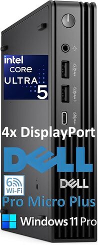 كمبيوتر Dell Pro Micro Plus Mini (الجيل التالي OptiPlex 7000 MFF)، كمبيوتر مكتبي للأعمال AI PC، Intel 14-Core Ultra 5 235T (Beat i7-13700T)، ذاكرة الوصول العشوائي 16 جيجابايت، 512 جيجابايت SSD، WiFi 6، 4X DP، Windows 11 Pro (متجدد) in Kuwait