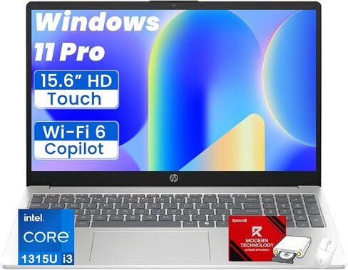 HP 15.6 Touchscreen Laptop for Student & Business,64GB RAM, 2TB SSD,Intel 13th Gen i3-1315U (Up to 4.5GHz), Copilot AI, Wi-Fi 6, HD Camera, Windows 11Pro, Natural Silver, w/Accessories in Saudi Arabia