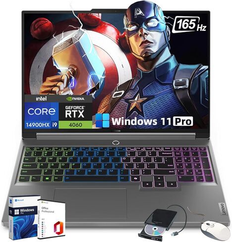 Lenovo Legion 5i Gen 9 Gaming Laptop - Intel 24-Core i9-14900HX, 16" WQXGA(2560x1600) 165Hz, GeForce RTX 4060(TGP 140W), RGB Backlit KB, w/Office Lifetime & DVD Drive, Win 11 PRO(64GB RAM, 4TB SSD) in Saudi Arabia