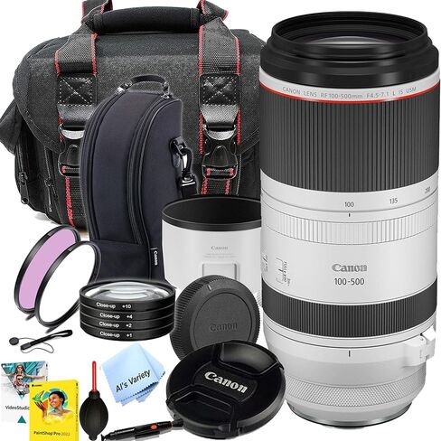 Canon RF 100-500mm f/4.5-7.1 L is USM Lens- Gadget Bag, Lens Pouch, Filters, Closeup, Tulip Hood, + More- 19pc Bundle (Renewed) in Saudi Arabia