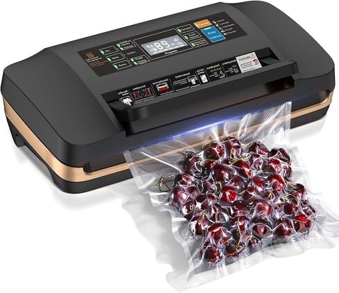 Vacuum Sealer Machine, Upgraded 95kPa Commercial Suction, Double Seal for 2X Strength, Built-in Cutter & Bag Storage, Easy One-Hand Lock Handle, Includes Free Bags (1 Roll + 10 Pre-cut) in Saudi Arabia