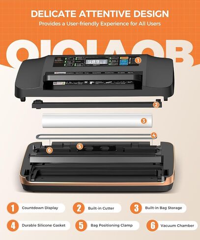 Vacuum Sealer Machine, Upgraded 95kPa Commercial Suction, Double Seal for 2X Strength, Built-in Cutter & Bag Storage, Easy One-Hand Lock Handle, Includes Free Bags (1 Roll + 10 Pre-cut) in Saudi Arabia