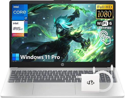 كمبيوتر محمول HP i7 15.6 بوصة FHD يعمل باللمس، Intel 10-Core i7-1355U (Beat Core 7 160U، حتى 5 جيجا هرتز)، ذاكرة الوصول العشوائي 16 جيجا بايت 512 جيجا SSD، كمبيوتر Intel Iris Xe Graphics Win11 Pro لمصمم ألعاب الأعمال مع ملحقات GM in Kuwait