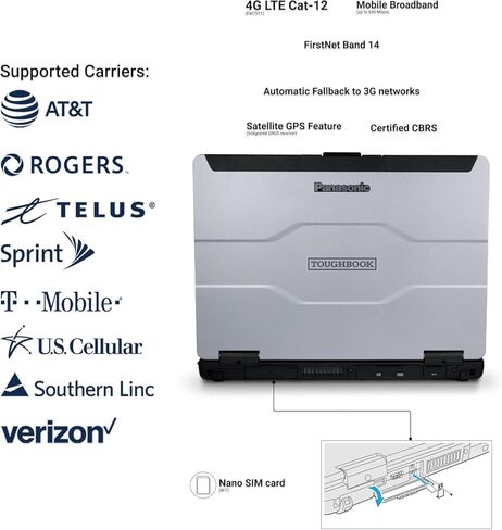 Panasonic ToughBook FZ-55 MK1 Rugged Laptop, 14" Touchscreen Display, Core i7-8665U, 512GB SSD Hard Drive, 16GB RAM, 4G LTE, USB-C, Windows 11 Pro (Renewed) in Saudi Arabia