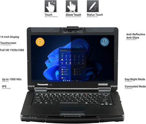 Panasonic ToughBook FZ-55 MK1 Rugged Laptop, 14" Touchscreen Display, Core i7-8665U, 512GB SSD Hard Drive, 16GB RAM, 4G LTE, USB-C, Windows 11 Pro (Renewed) in Saudi Arabia