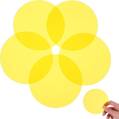 NUOBESTY 5 Pcs Yellow Light Diffuser Film, 3. 93" Round Color Correction Sheets, Self-adhesive Warm Gel Light Filter for 4-inch Recessed Lighting, Pet Circular Film for Led Lamp Spotlight in Saudi Arabia