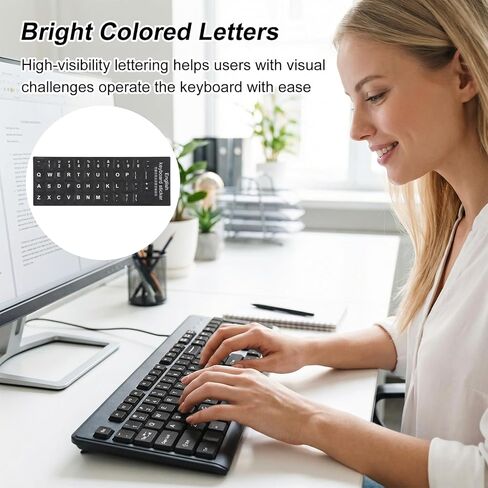 5 Sheets Keyboard Stickers Matte English - Universal Laptop Keyboard Stickers for PC Computer Laptop Desktop, Purple Colorful Green Black White in Saudi Arabia
