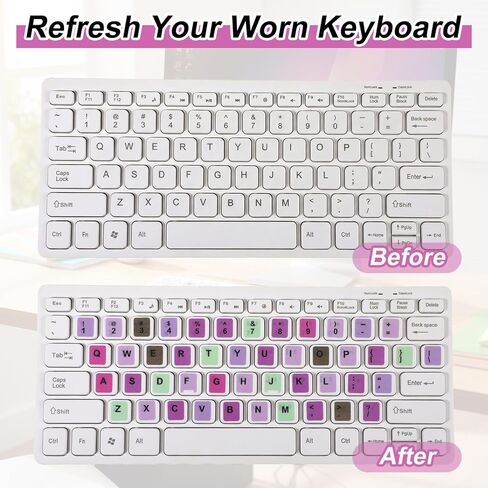 5 Sheets Keyboard Stickers Matte English - Universal Laptop Keyboard Stickers for PC Computer Laptop Desktop, Purple Colorful Green Black White in Saudi Arabia