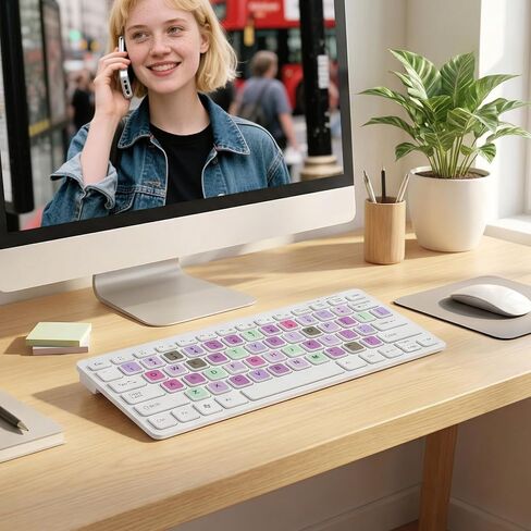 5 Sheets Keyboard Stickers Matte English - Universal Laptop Keyboard Stickers for PC Computer Laptop Desktop, Purple Colorful Green Black White in Saudi Arabia